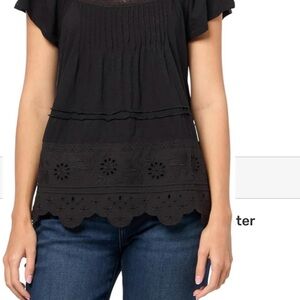 Lucky Brand Black Floral Lace Blouse